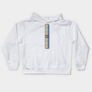 Monogram Letter I, Blue, Yellow and Grey Scottish Tartan Style Typography Design Kids Hoodie